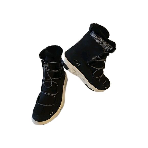 Ryka Shoes - Ryka Black Faux Fur Winter Snow Ankle Boots Booties Sz 6.5
